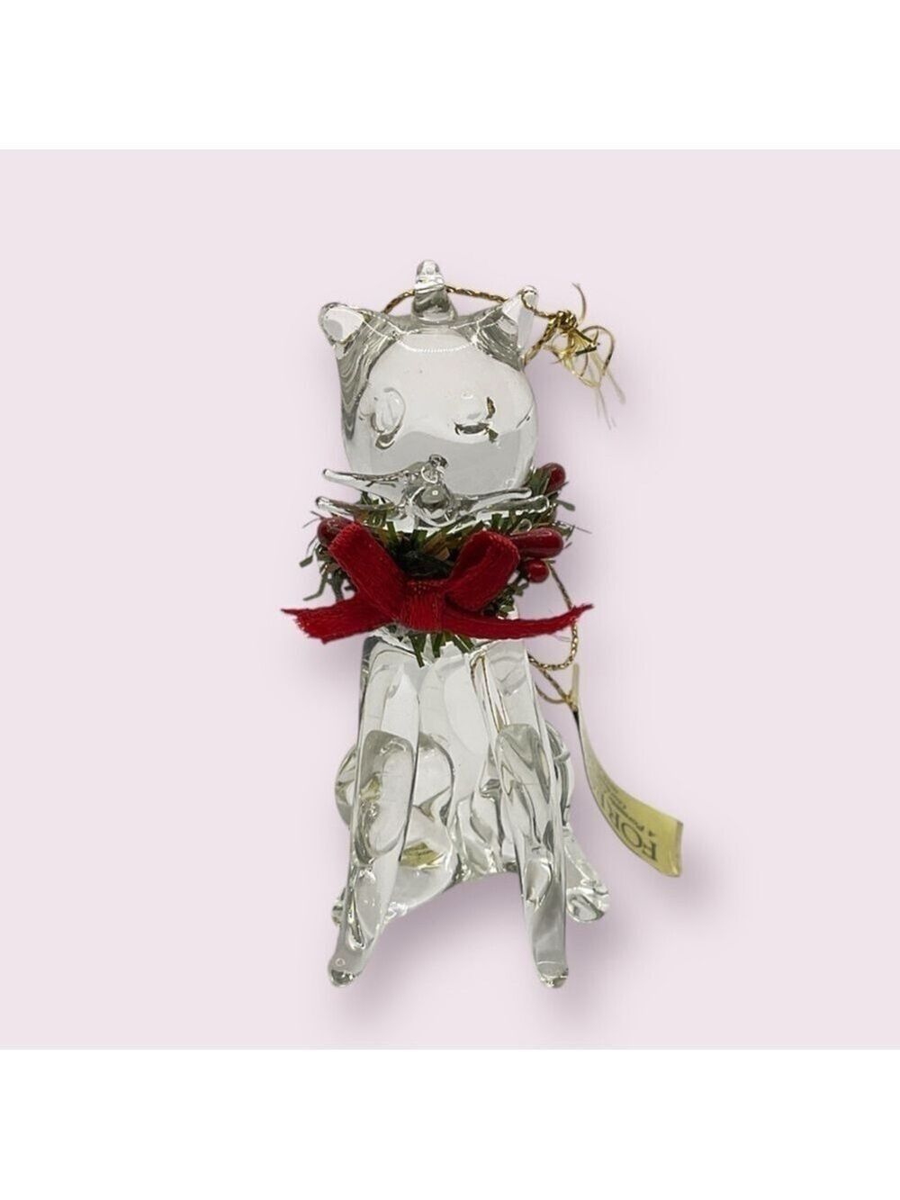 Foreside Hand Blown Glass Cat Ornaments Vintage